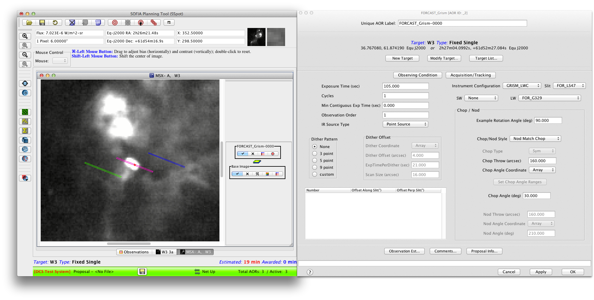 A long-slit spectroscopic observation using a NMC set up