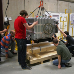 FIFI-LS being lifted onto its shipping pallet