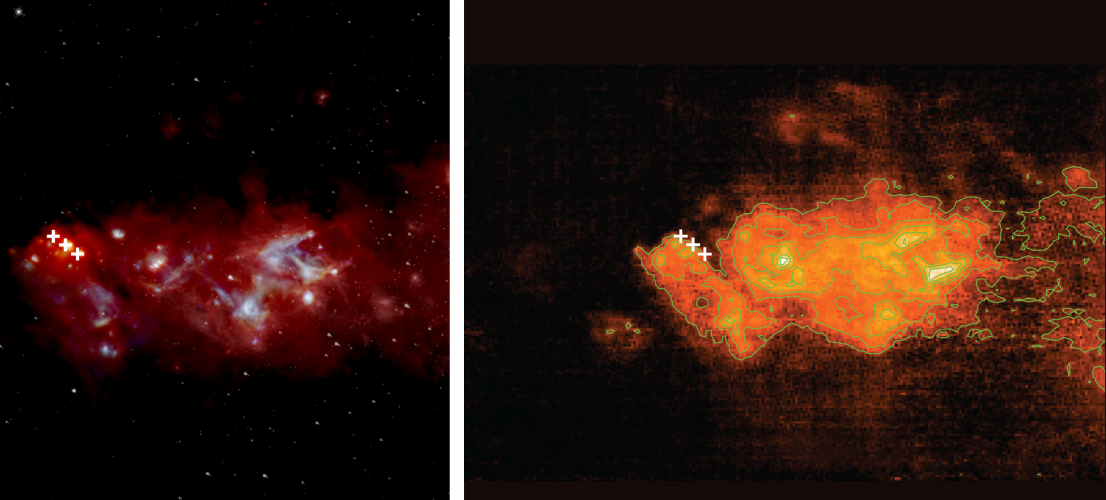 Ionized carbon intensity contours of the Sagittarius B region